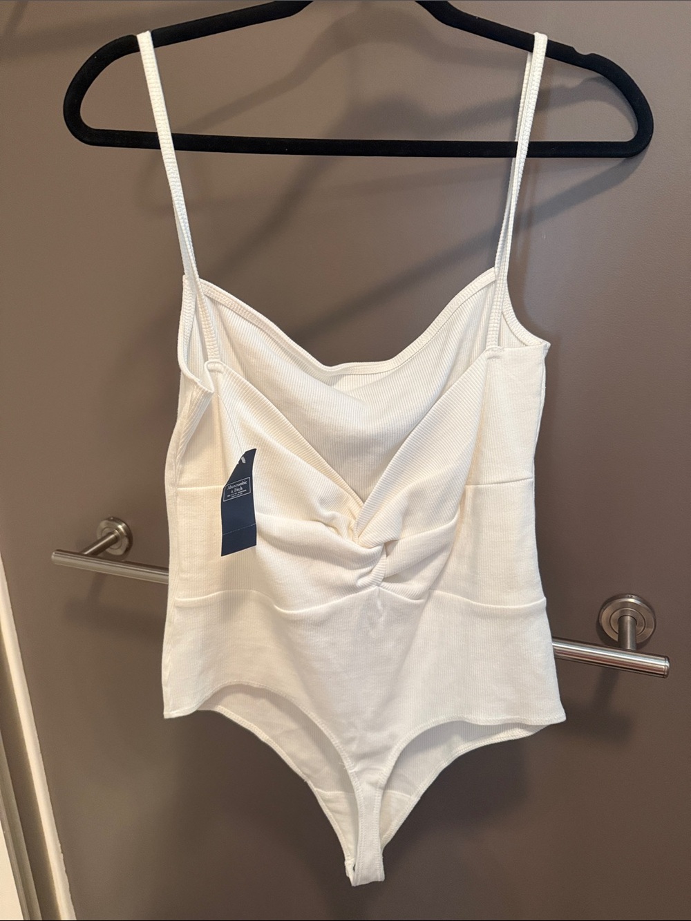 Abercrombie & Fitch White Ruched Bodysuit Tank Top - Women